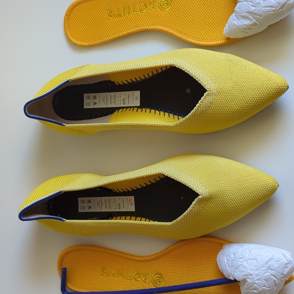 ROTHY'S THE POINT YELLOW SUNSHINE WOMEN'S FLAT SHOES - Picture 4 of 16